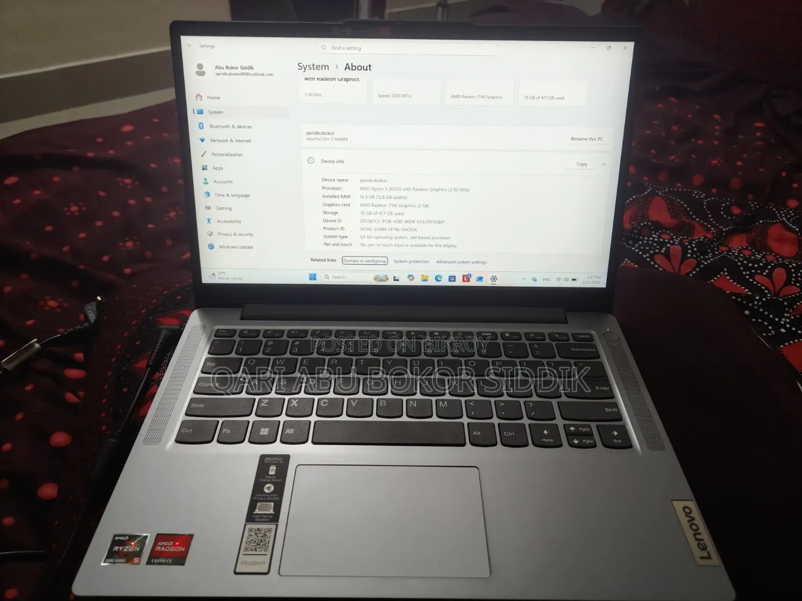 Laptop Lenovo Ideapad 3 16GB Intel Core I5 eMMC 512GB