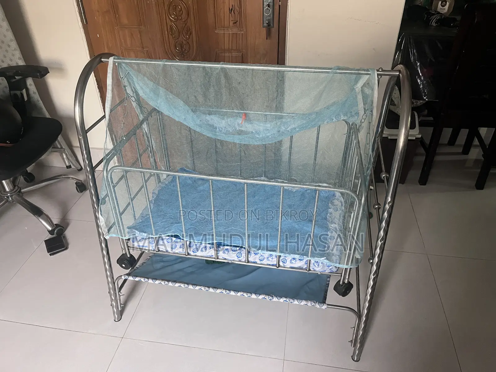 Baby Cradle Steel With Mosquito Net
