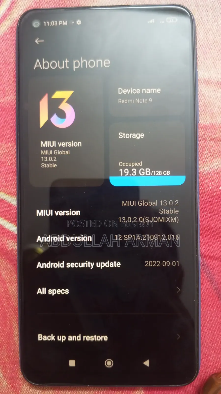 Xiaomi Redmi Note 9 128 GB Blue