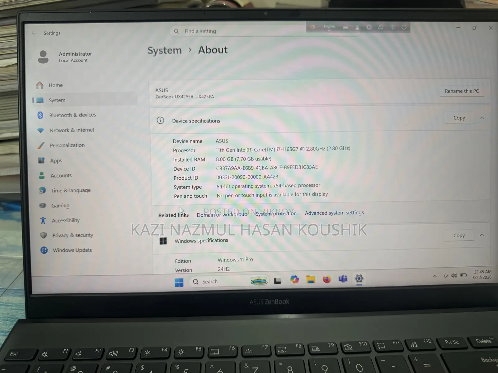 Laptop Asus ZenBook UX430UA 8GB Intel Core I7 SSD 512GB