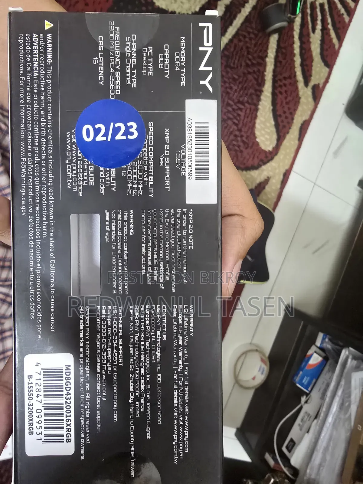 Pny 8gb Xir8 Gaming RGB Ddr4 3200mhz Desktop Memory Module