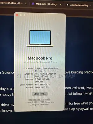 ল্যাপটপ Apple MacBook Pro 2020 8GB Intel Core I5 SSD 256GB
