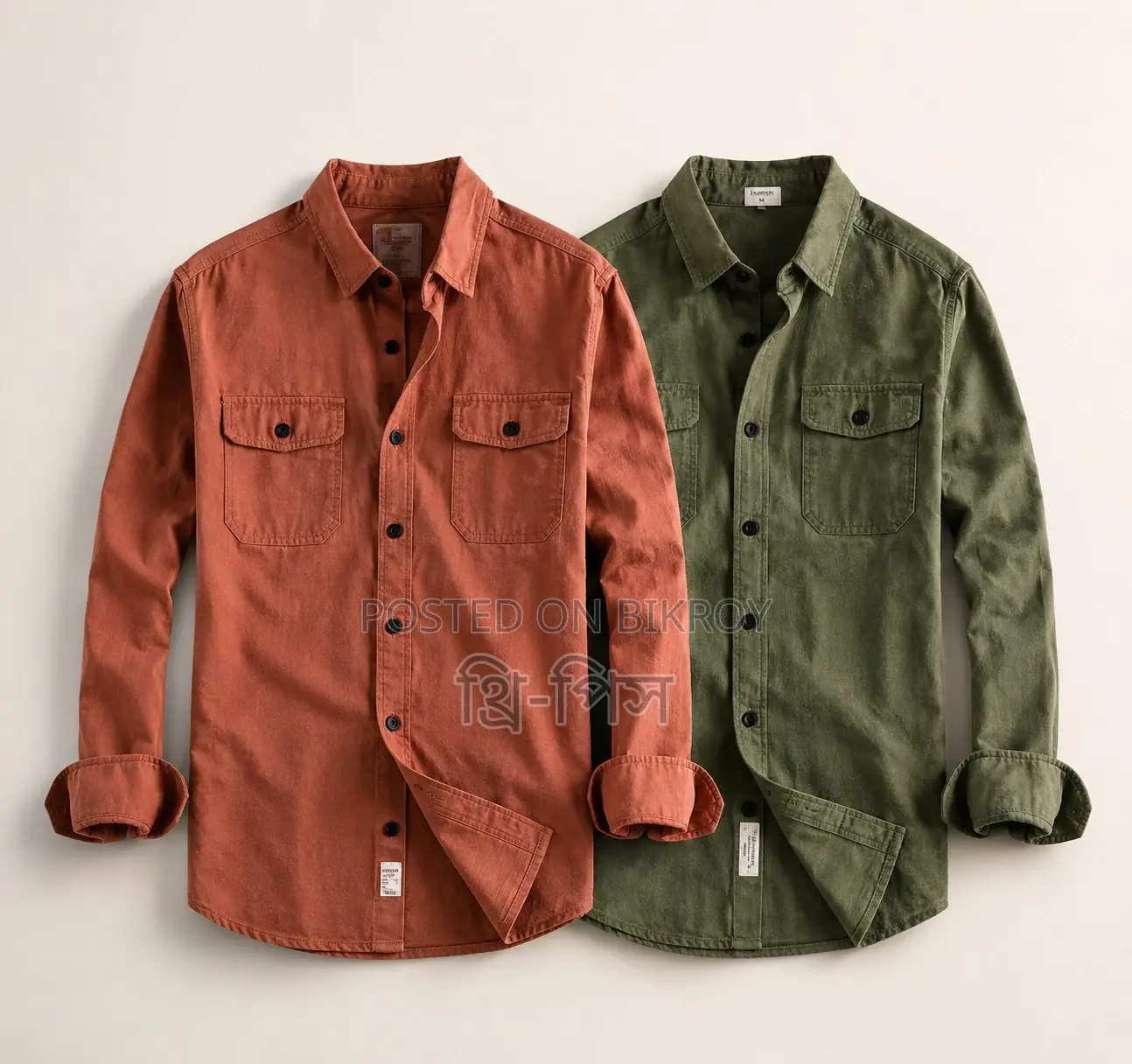 High Thickness Double Pocket Shirt (2-piece Combo)
