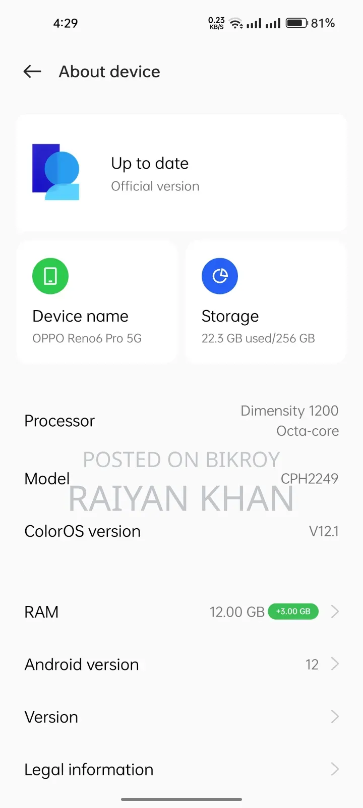 Oppo Reno 256 GB Rose Gold