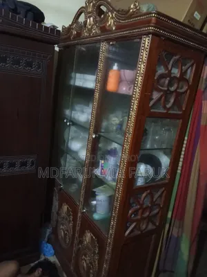 Mahogany Wood Showcase and Sofa