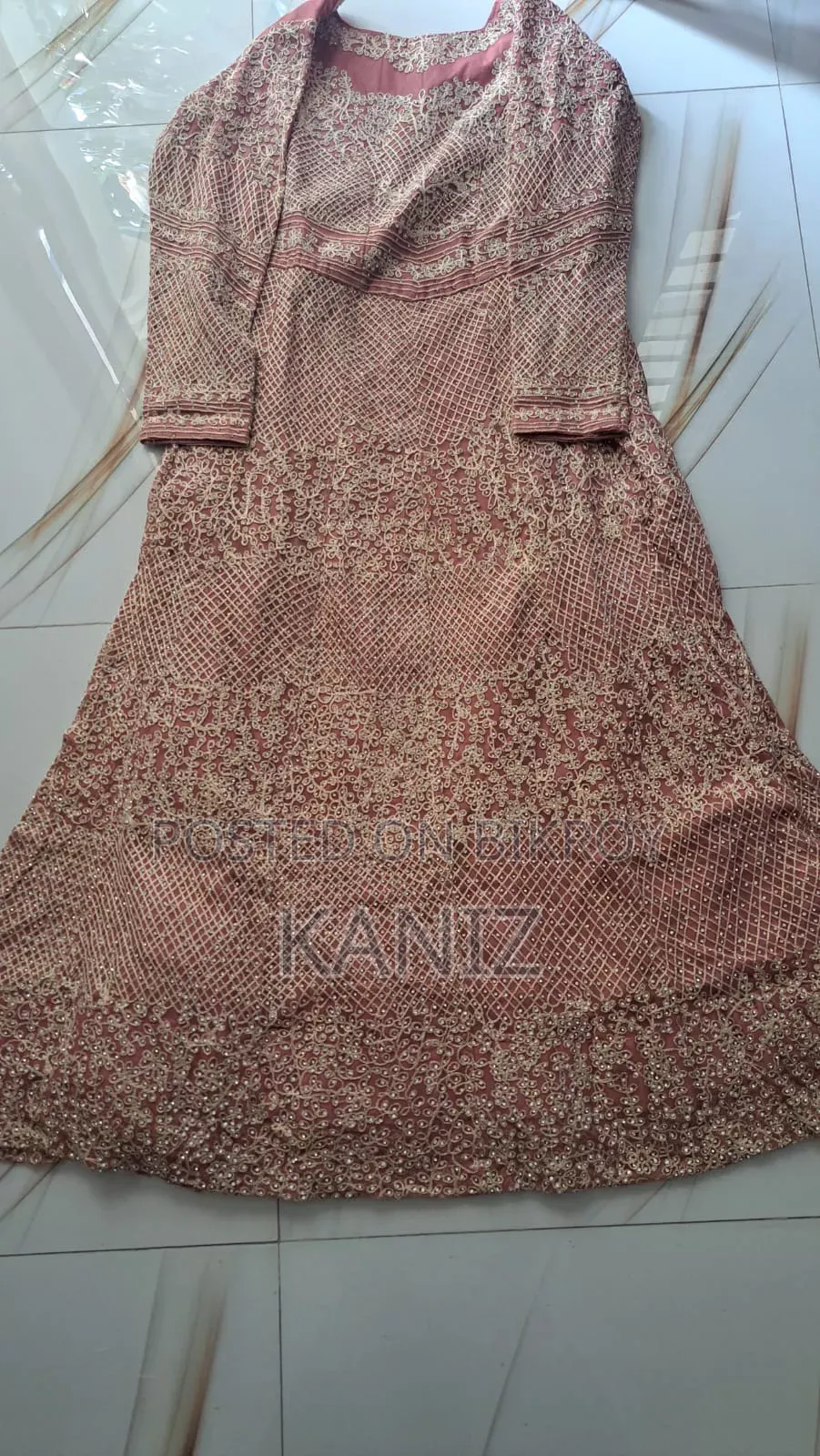 Party Gown Long 54/55 Hobe Dusty Pink Colour. Body Free Size.