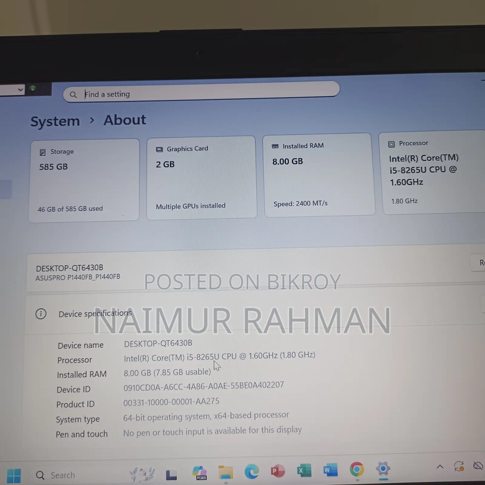 ল্যাপটপ Asus ASUSPRO B9440UA 8GB Intel Core I5 HDD+SSD 640GB