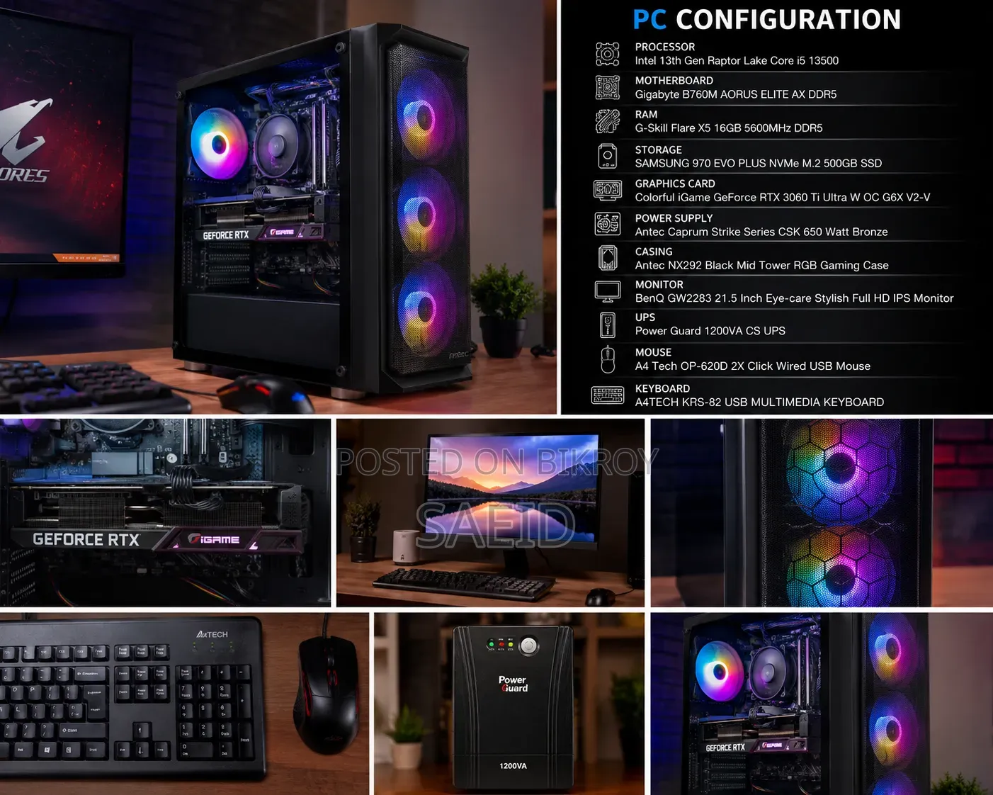 Desktop Computer 16GB Intel Core I5 SSD 500GB