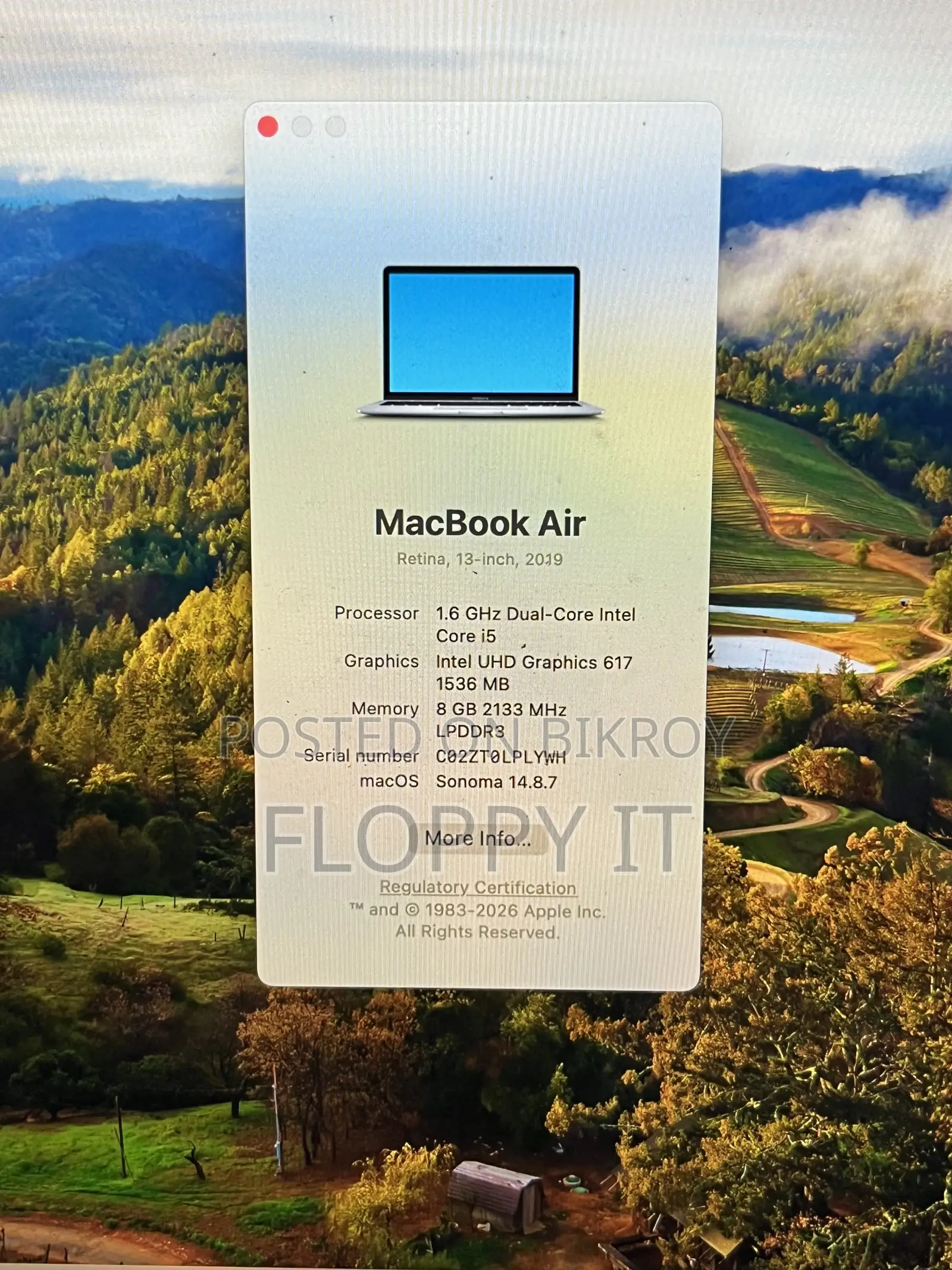 ল্যাপটপ Apple MacBook Air 2019 8GB Intel Core I5 SSD 256GB