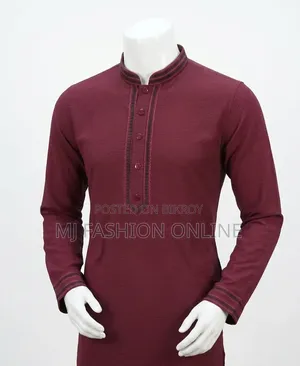 Premium Quality Maroon Semi-Pure Cotton Panjabi for Men