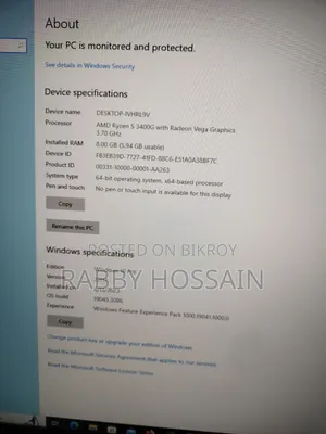 Desktop Computer MSI model 8GB AMD Ryzen 5 SSHD+SSD 128GB