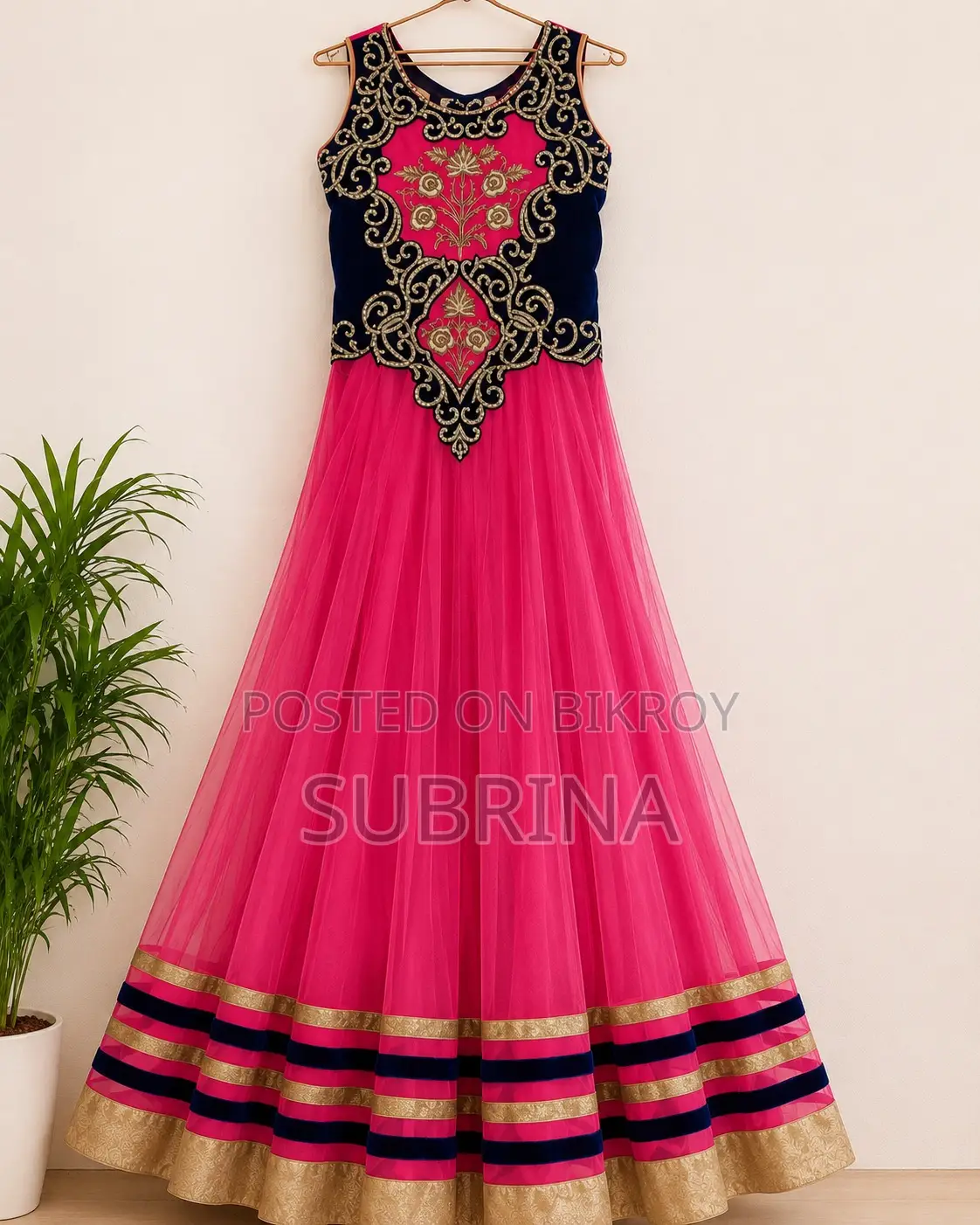 Elegant Pink Net Anarkali