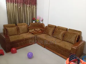 Teak Wood and Rubber Foam Sofa