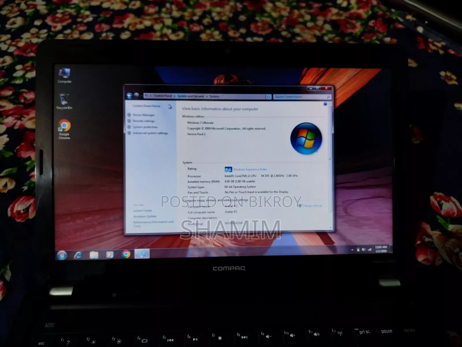 Laptop HP Compaq Presario CQ42 4GB Intel Core I3 HDD 320GB