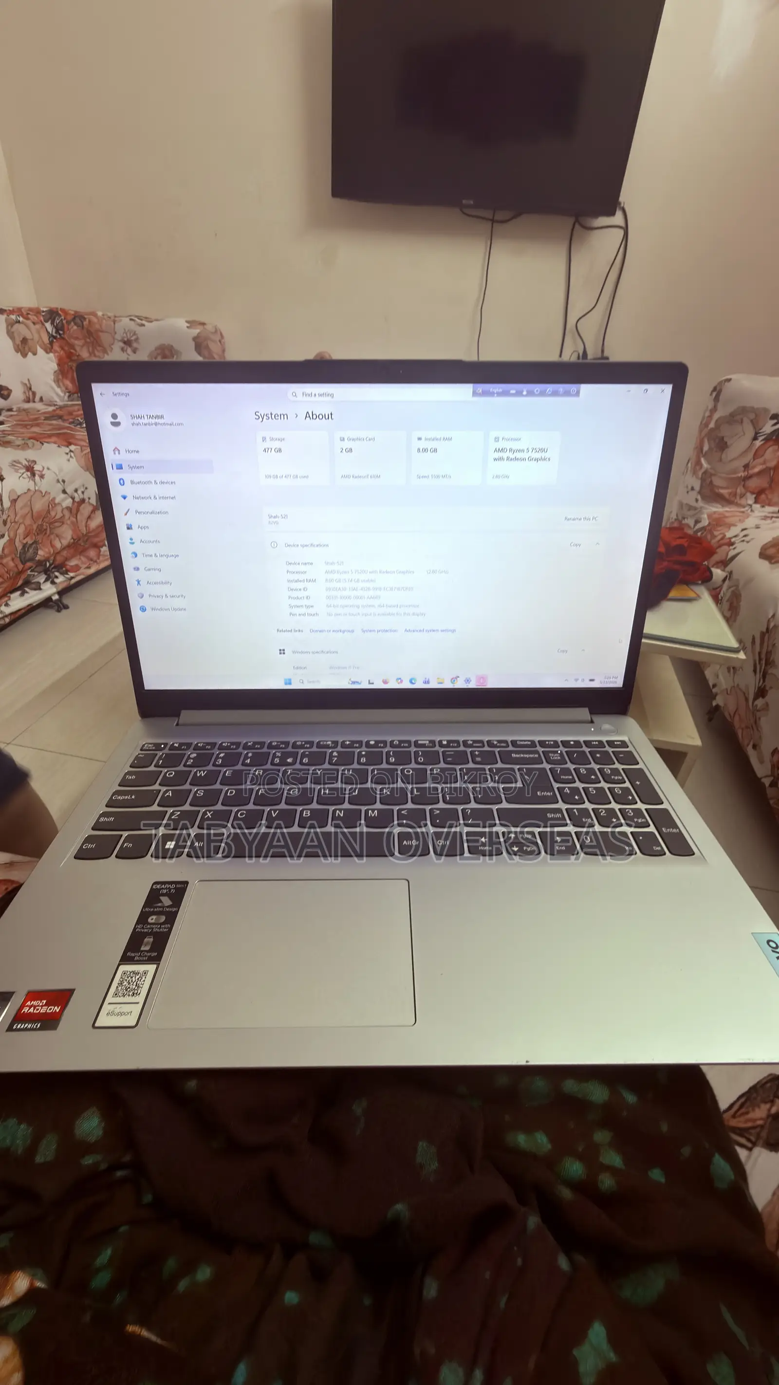 Laptop Lenovo IdeaPad 1 8GB AMD Ryzen 5 HDD+SSD 512GB