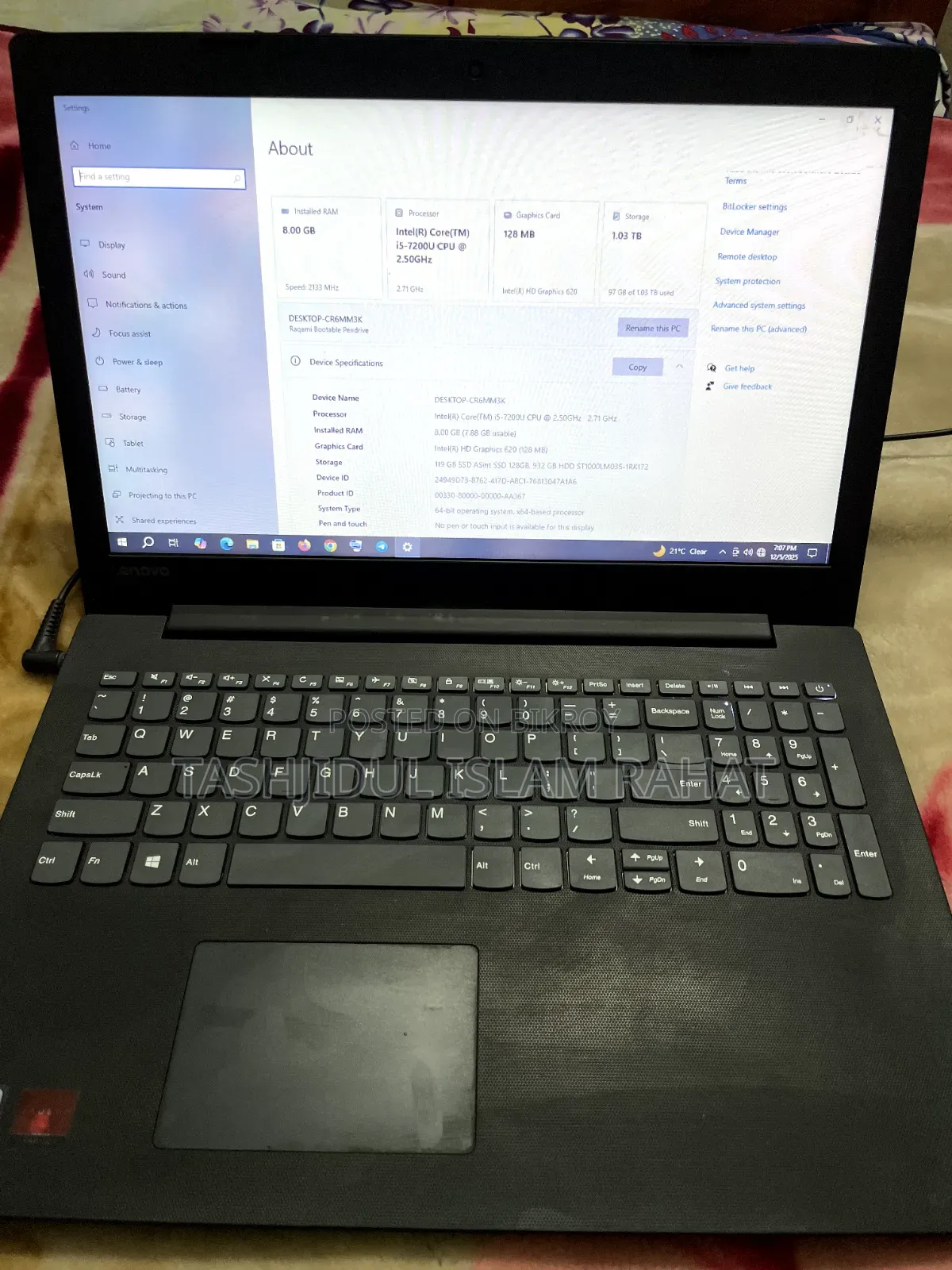 Laptop Lenovo 8GB Intel Core I5 SSD 1T