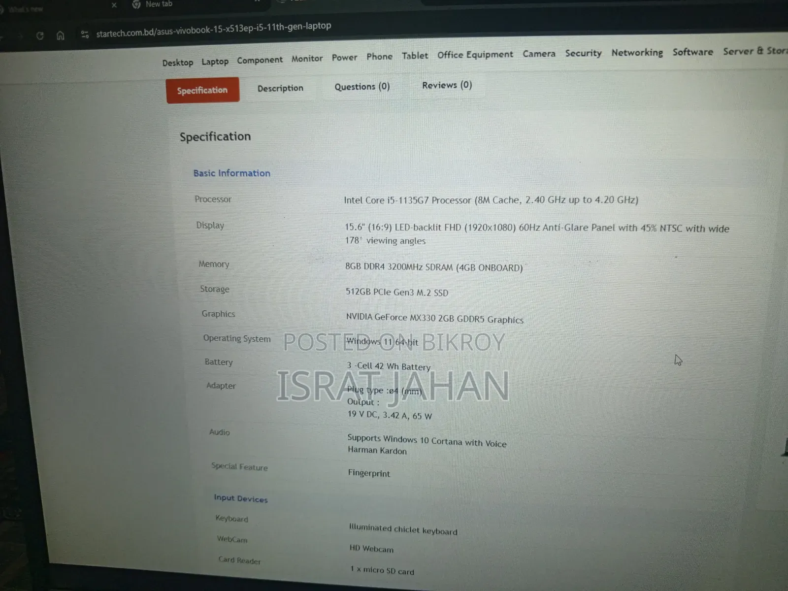 Laptop Asus 8GB Intel Core I5 SSD 512GB
