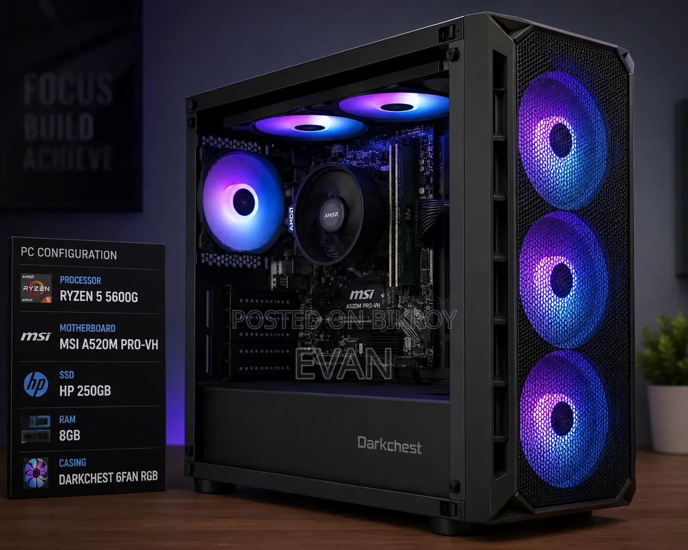 Desktop Computer MSI Model 8GB AMD Ryzen 5 SSD 256GB