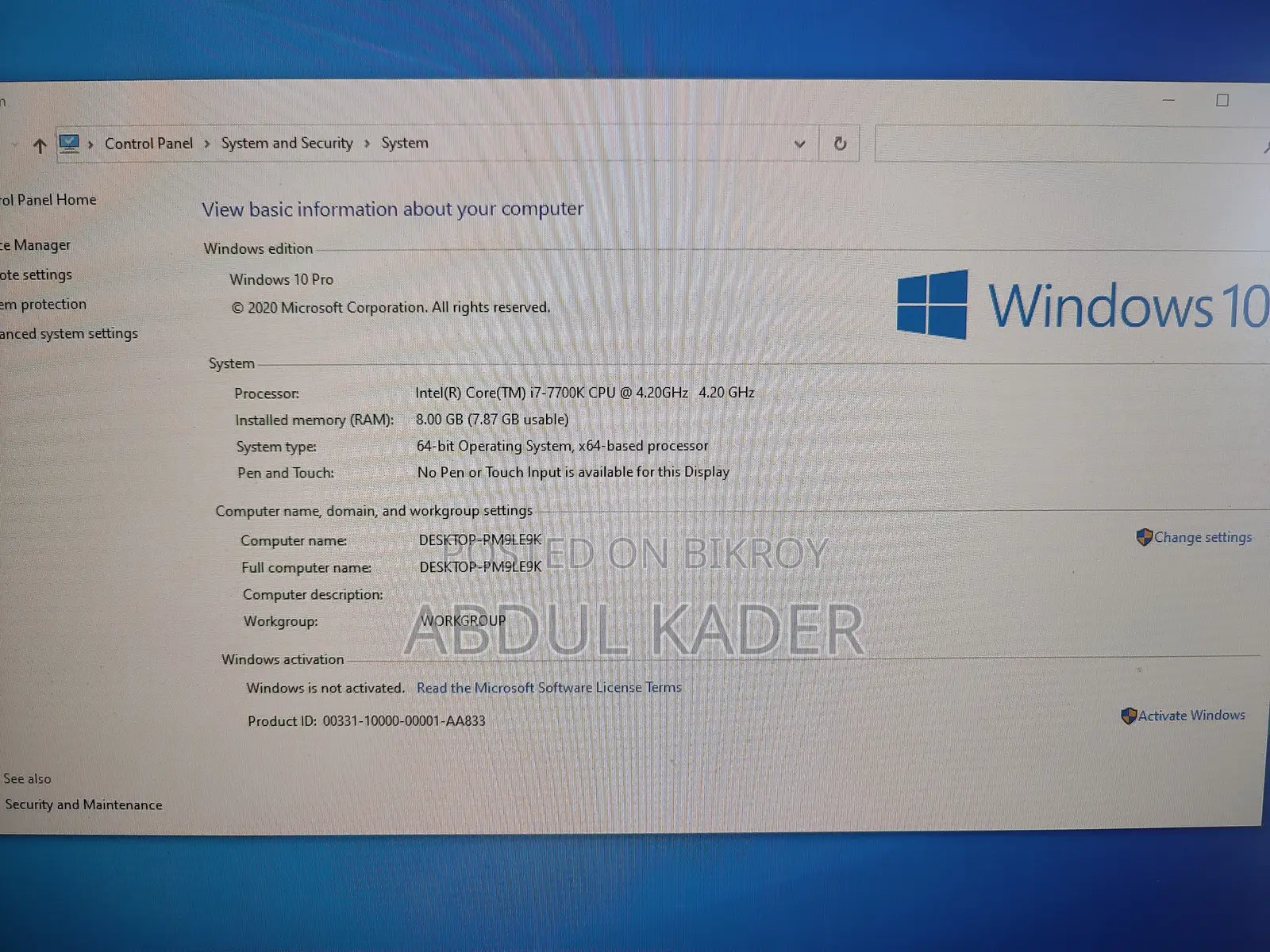Desktop Computer 8GB Intel Core I7 HDD+SSD 1T