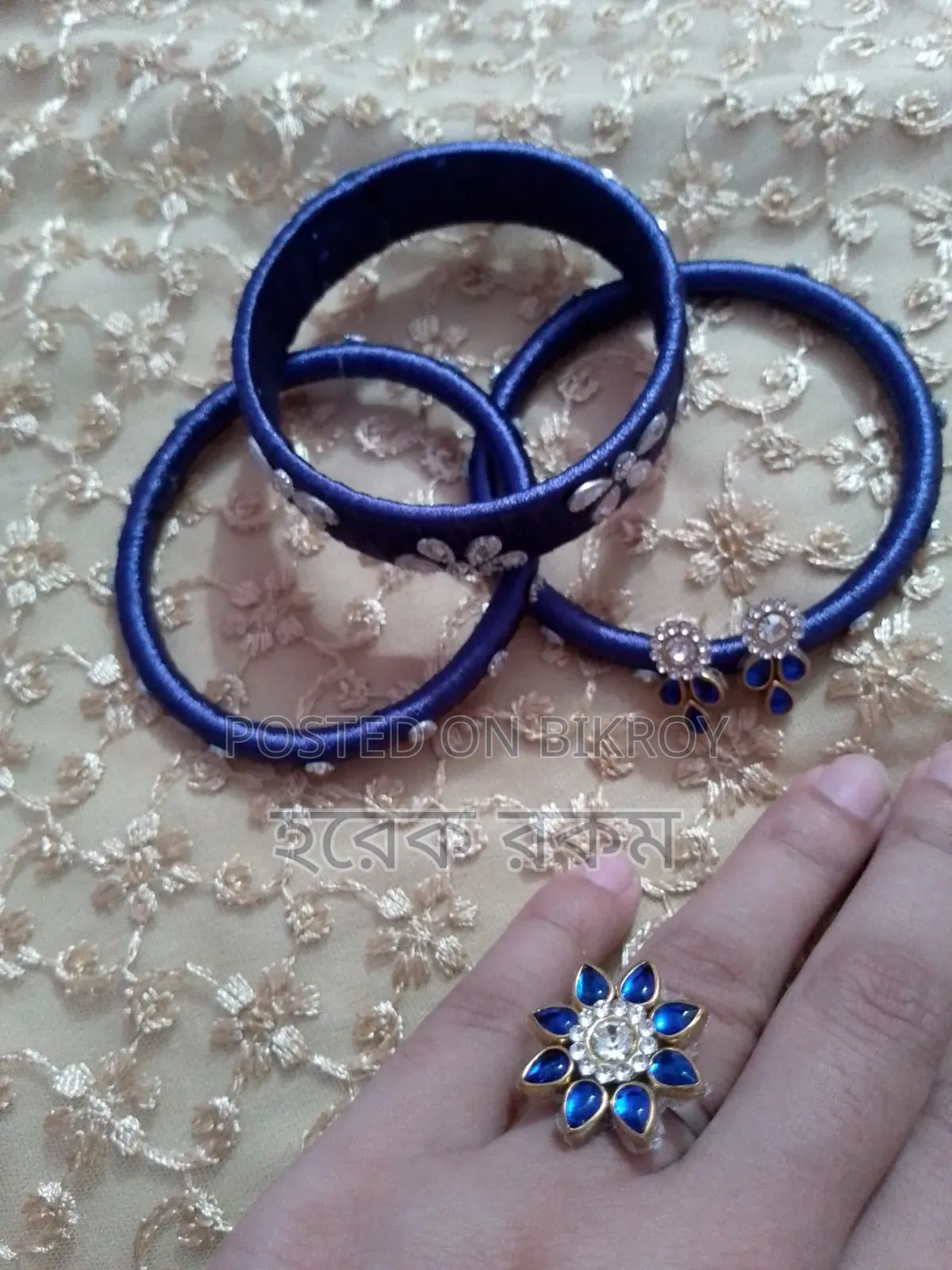 Stylish Handmade Bangle, Ring, and Earring Combo Set