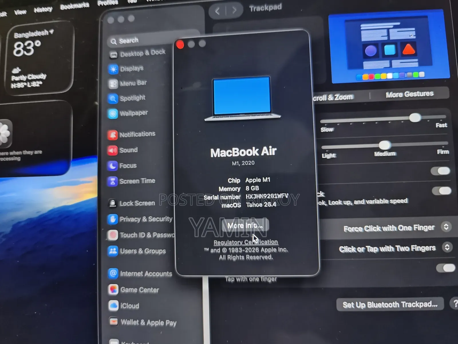 Laptop Apple MacBook Air 2020 M1 8GB Apple M1 SSD 256GB