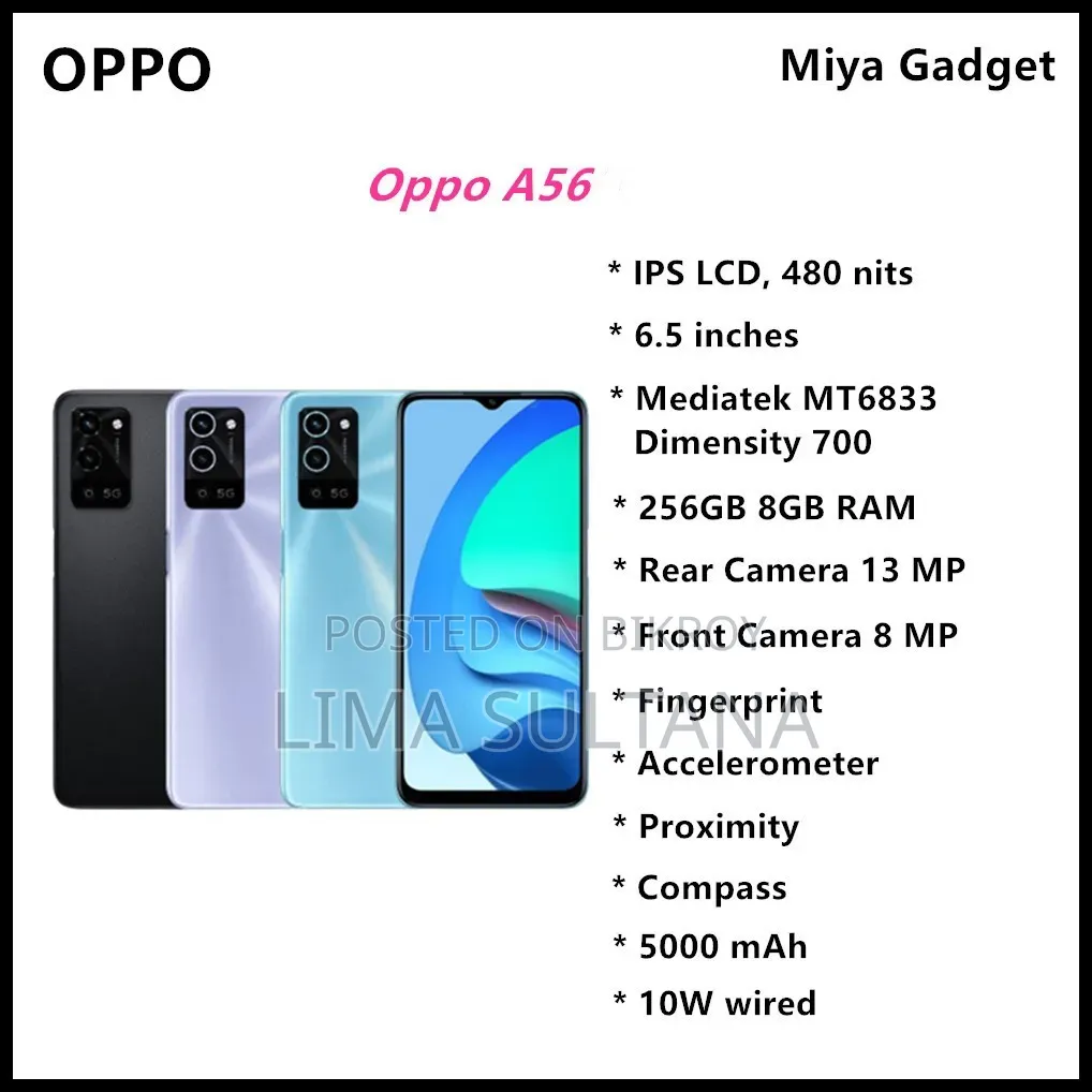 New Oppo A56 5G 256 GB Blue