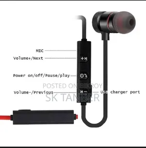 Sports Bluetooth Headset - Black/Red - Bluetooth Headphones