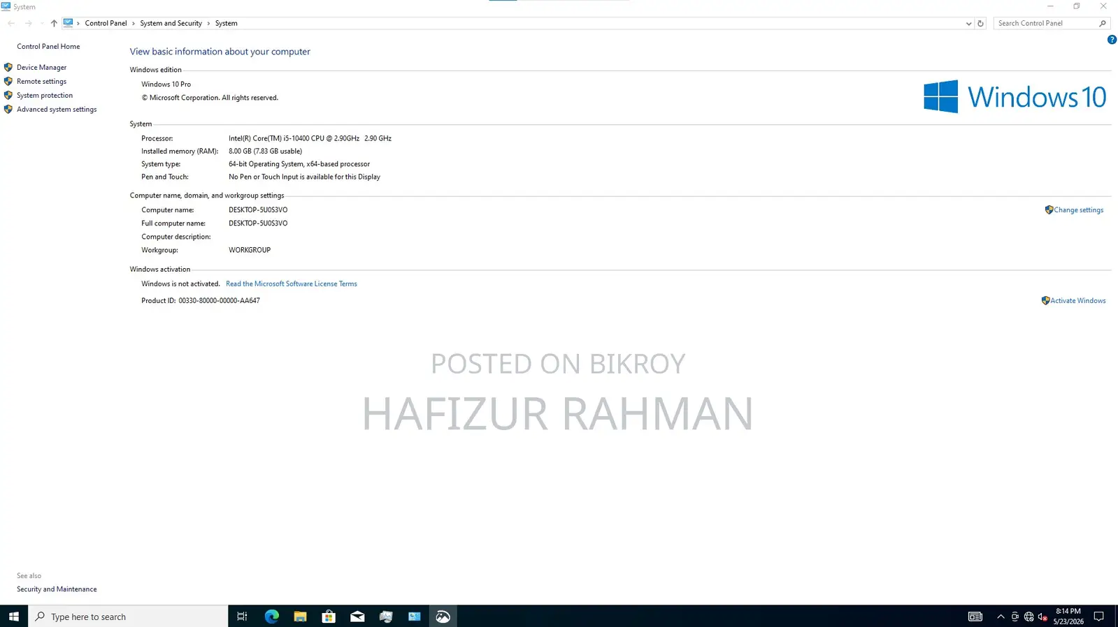 Desktop Computer 8GB Intel Core i5 HDD 1T