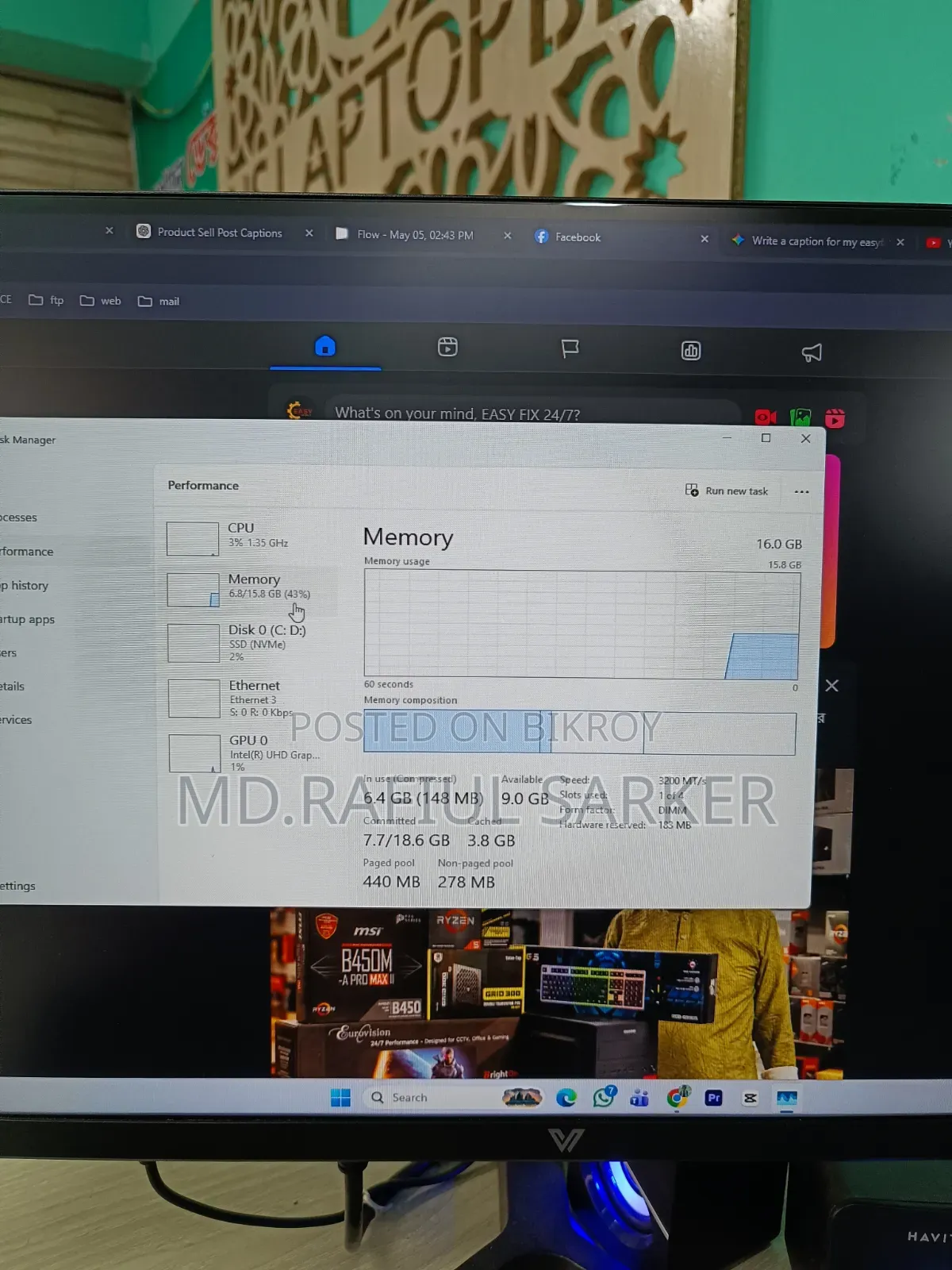 Desktop Computer 16GB Intel Core i5 SSD 256GB