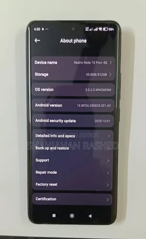 শাওমি রেডমি নোট ১৩ প্রো+ ৫১২ জিবি ব্ল্যাক