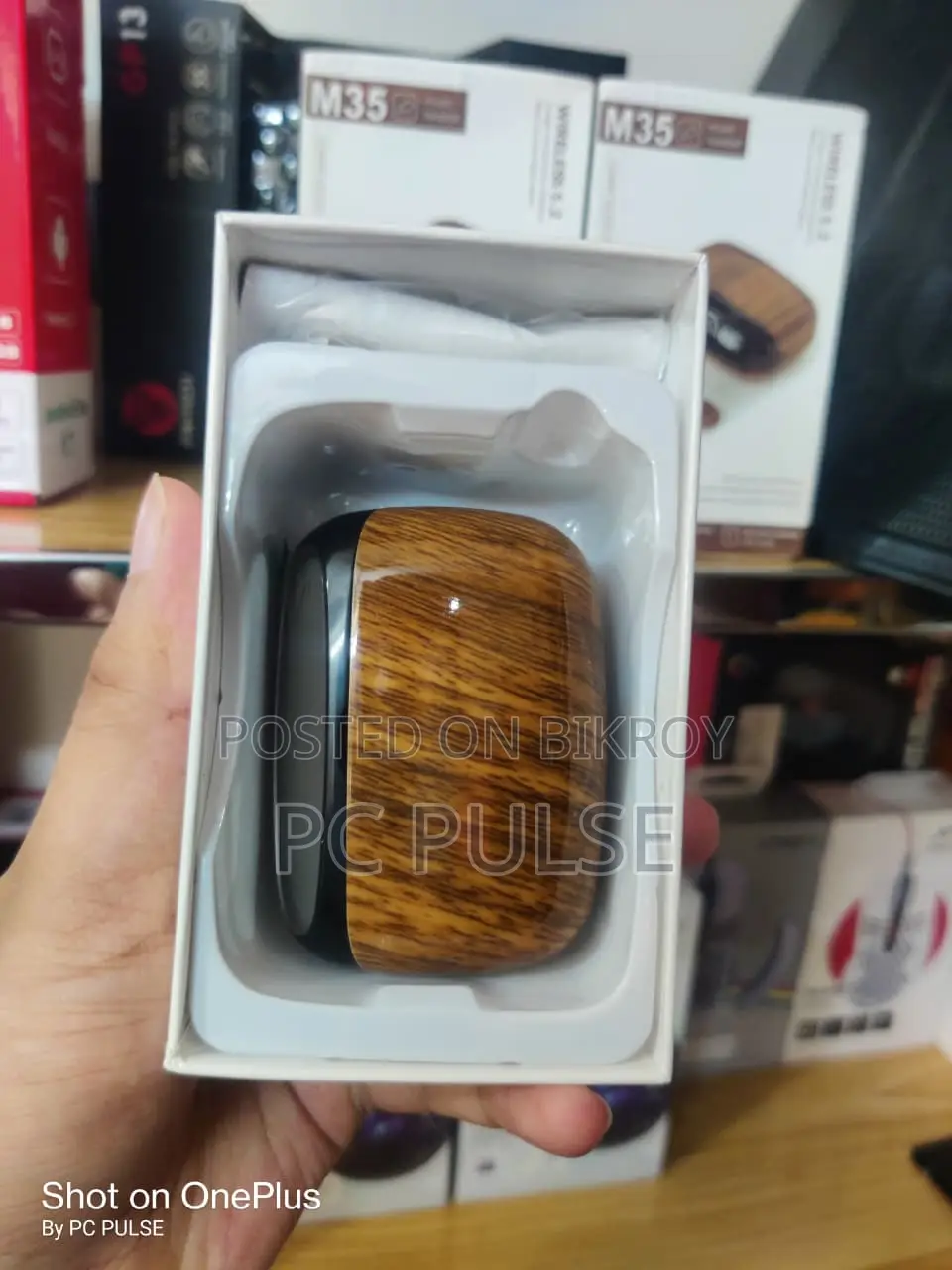 M35 Premium Wireless Earbuds (Wood Texture Edition) – Brand New