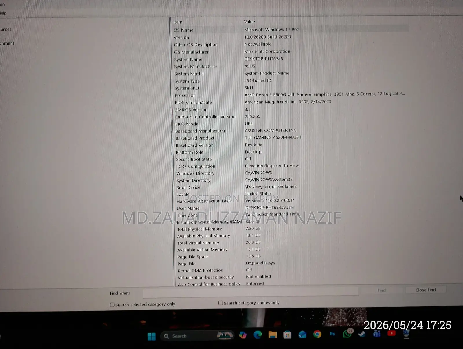 Desktop Computer Asus TUF Gaming FX10CP 8GB AMD SSD 1T