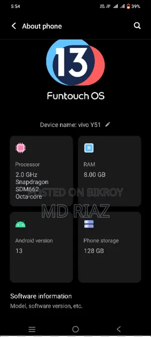 Vivo Y51 IN 2020 128 GB Blue