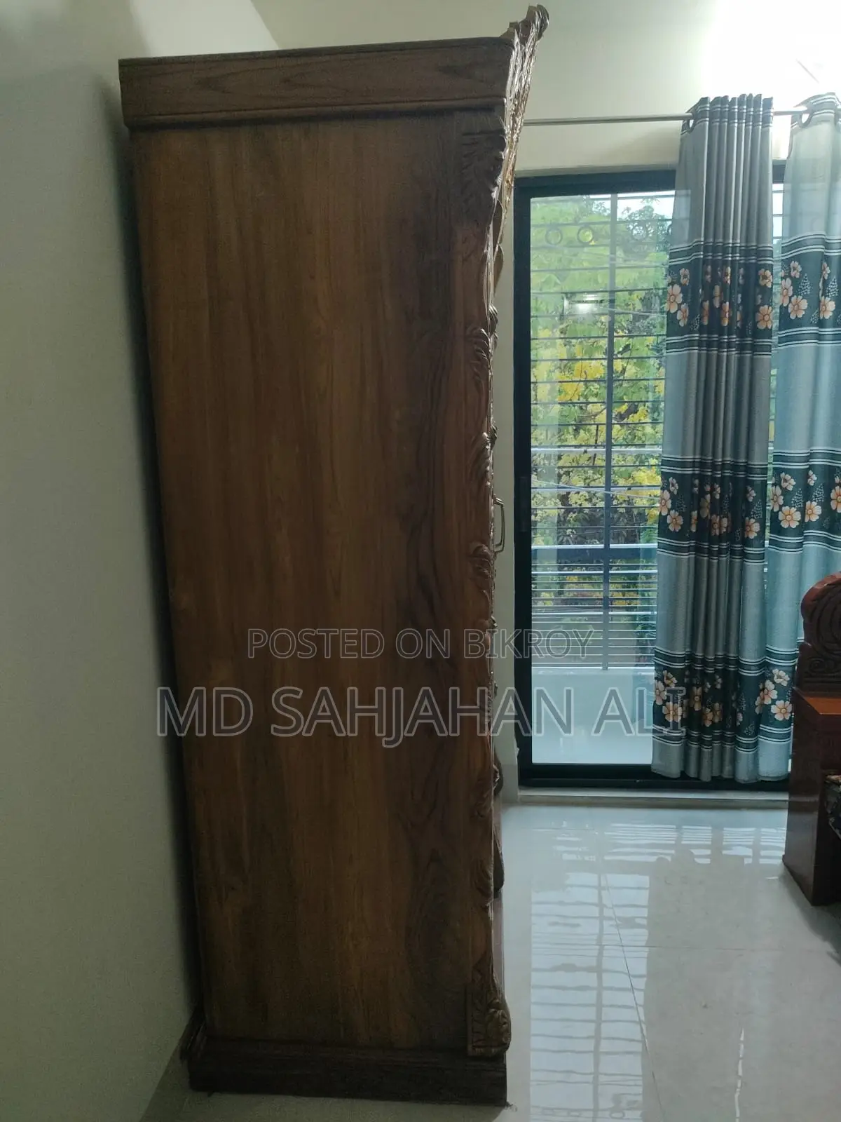 Chittagong Teak Wood Hand-Carved 2-Door Almirah – Like New