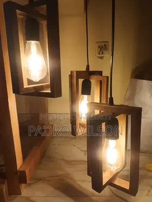 Wooden Chandelier. Includes Edison bulbs