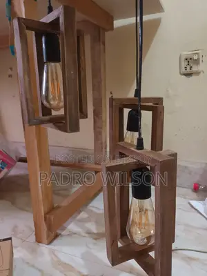 Wooden Chandelier. Includes Edison bulbs