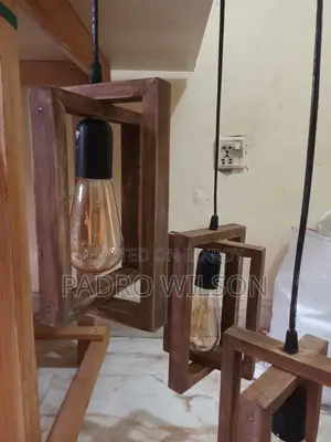 Wooden Chandelier. Includes Edison bulbs