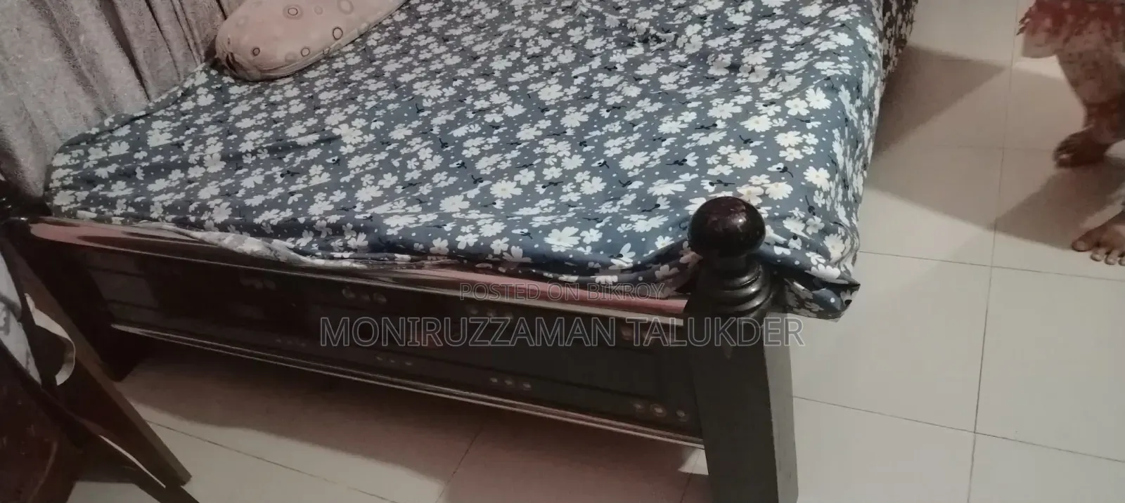 Steel and Malaysian Sunny Wood Bed