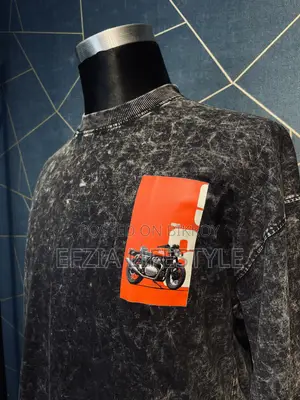 Premium DTF Print Acid Wash Black Drop Shoulder T-Shirt