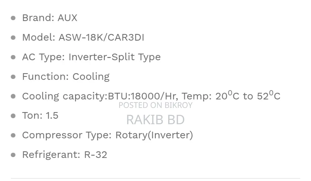 Aux 1.5 Ton Inverter AC | Full Intake | Official | Urgent Sell