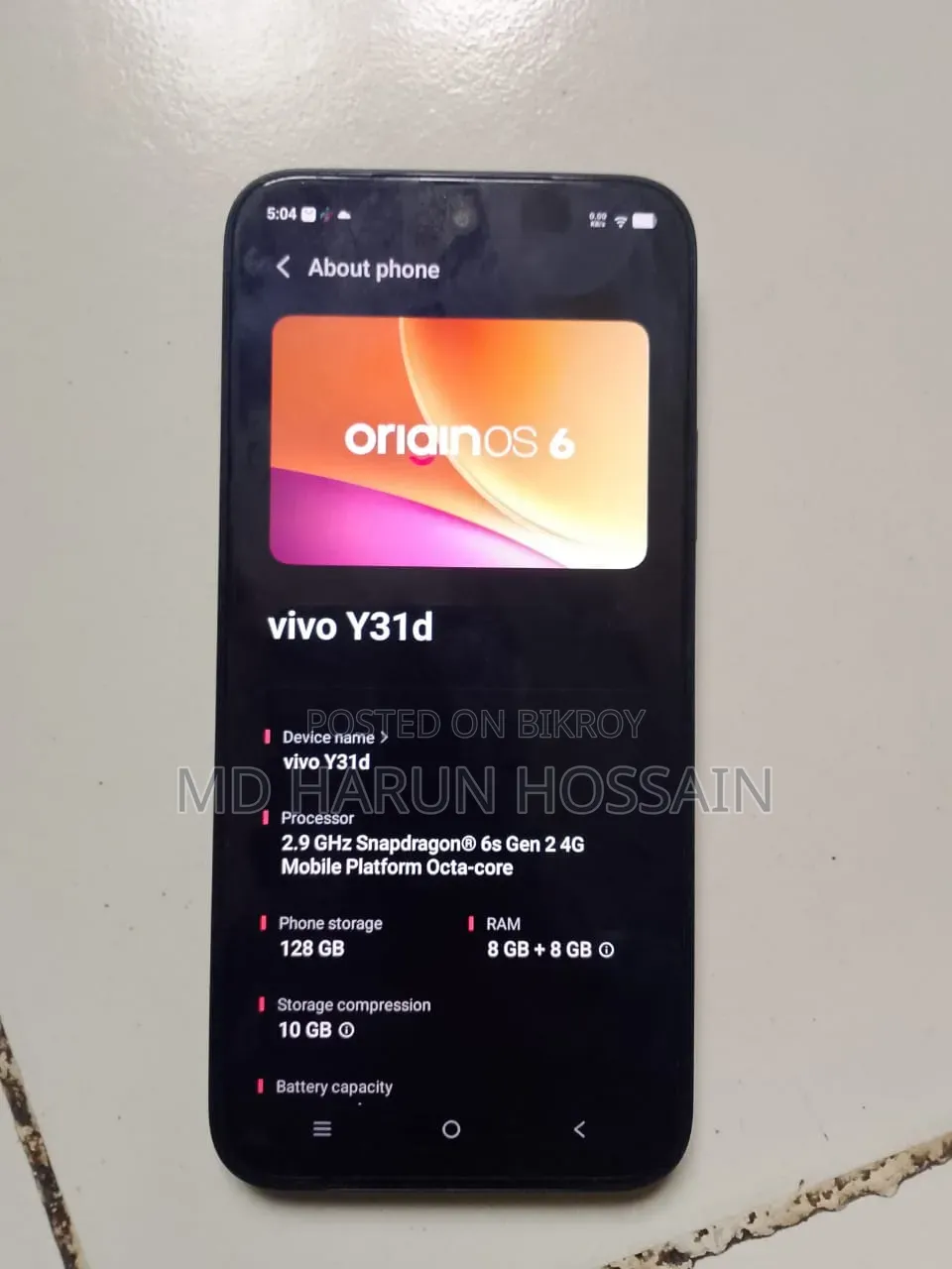 New Vivo Y31d 128 GB Black