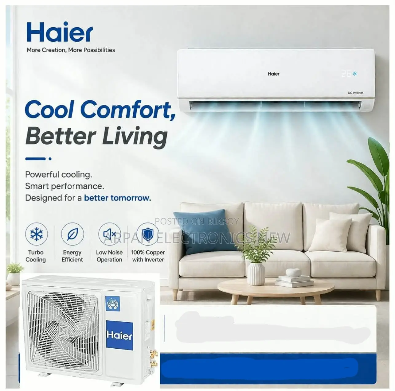 Haier 1.5 Ton Split Type Ac অনলাইন অর্ডার করতে ভিজিট করুন