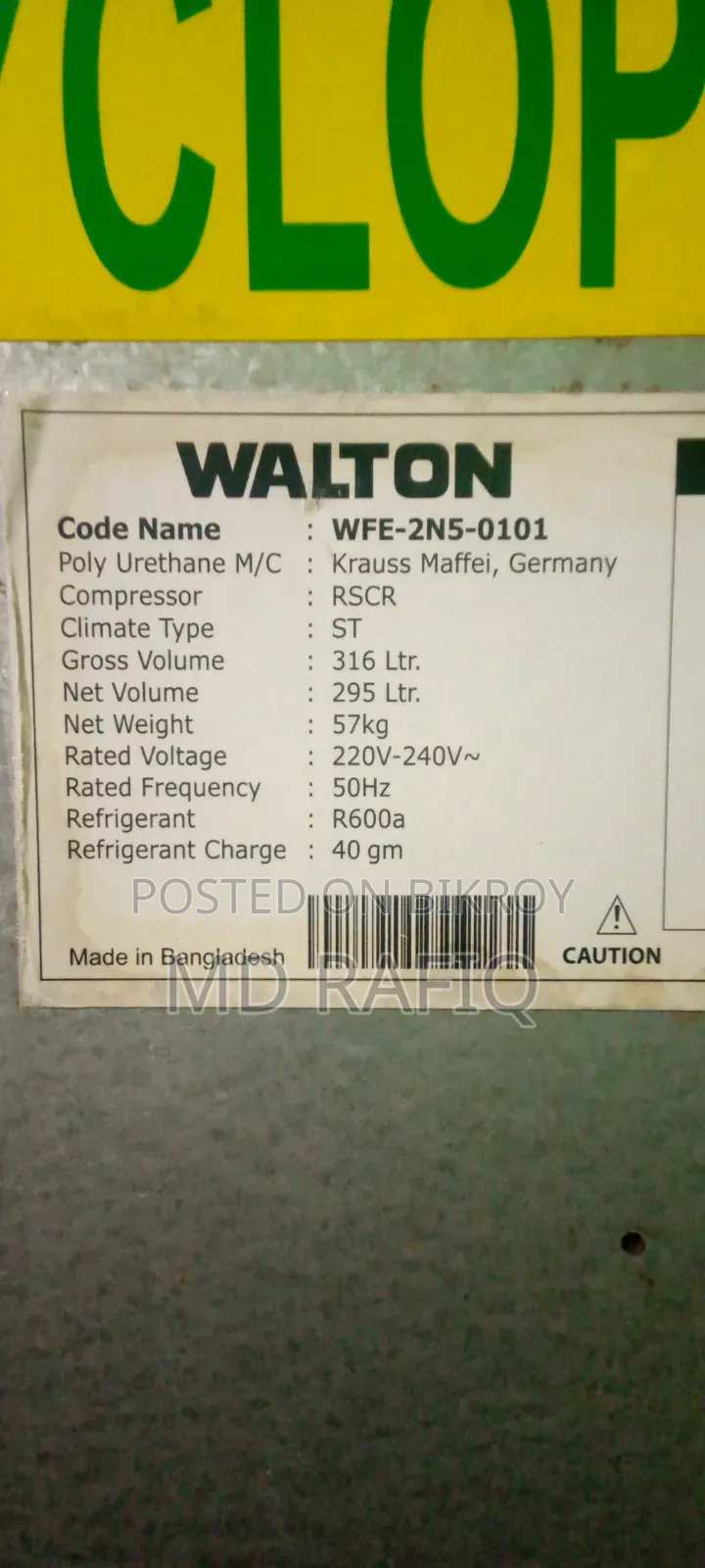 Walton 316L Glass Door Fridge for Sale