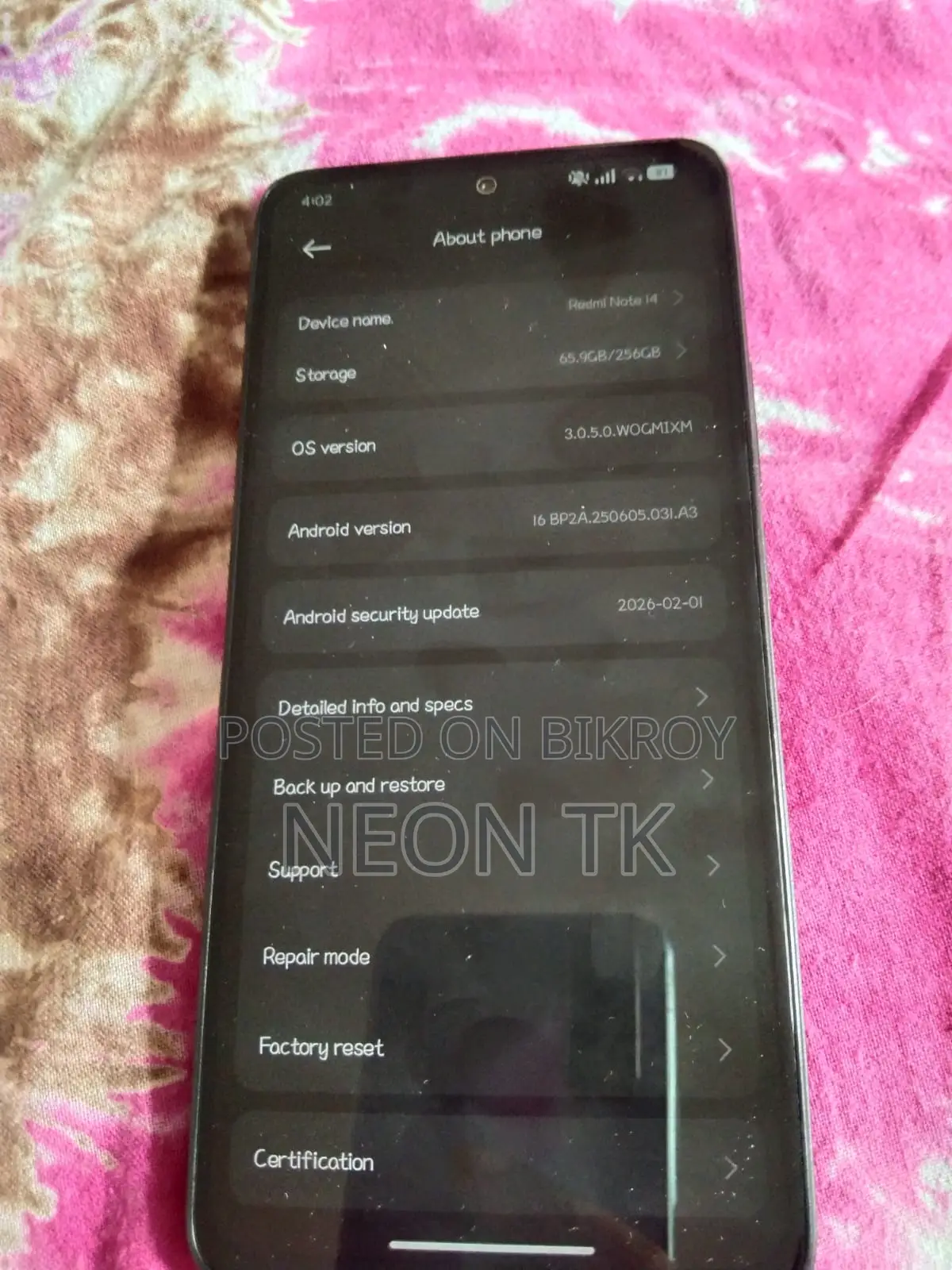 Xiaomi Redmi Note 14 4G 256 GB Red