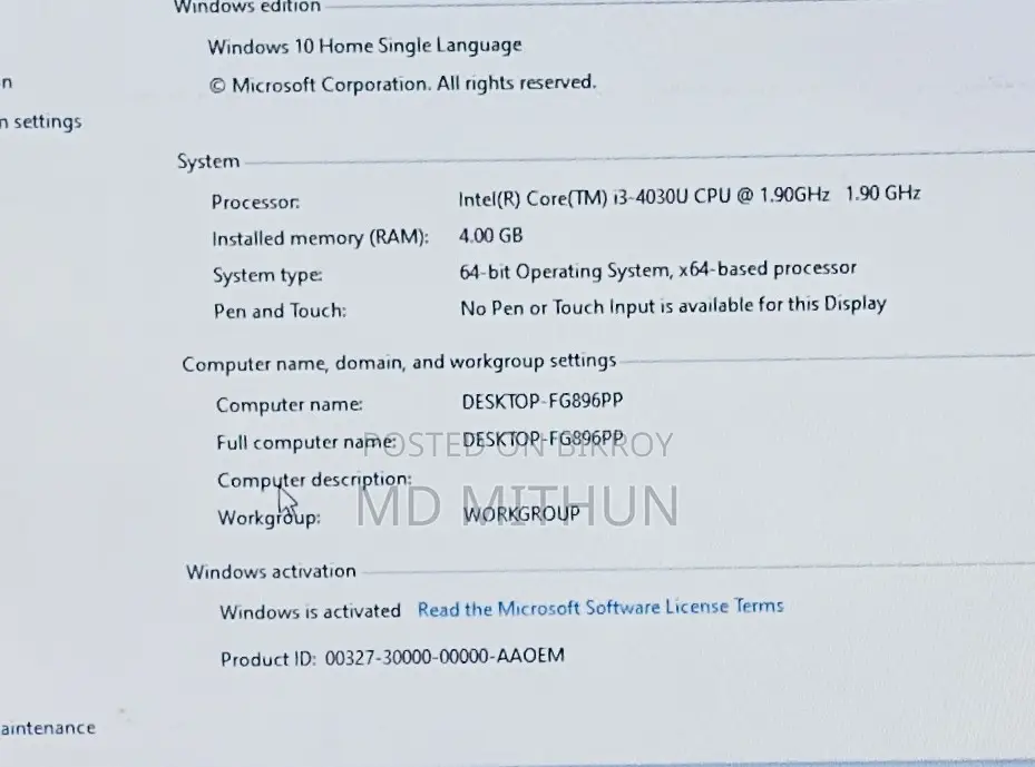 Desktop Computer Lenovo 4GB Intel Core I3 HDD 500GB