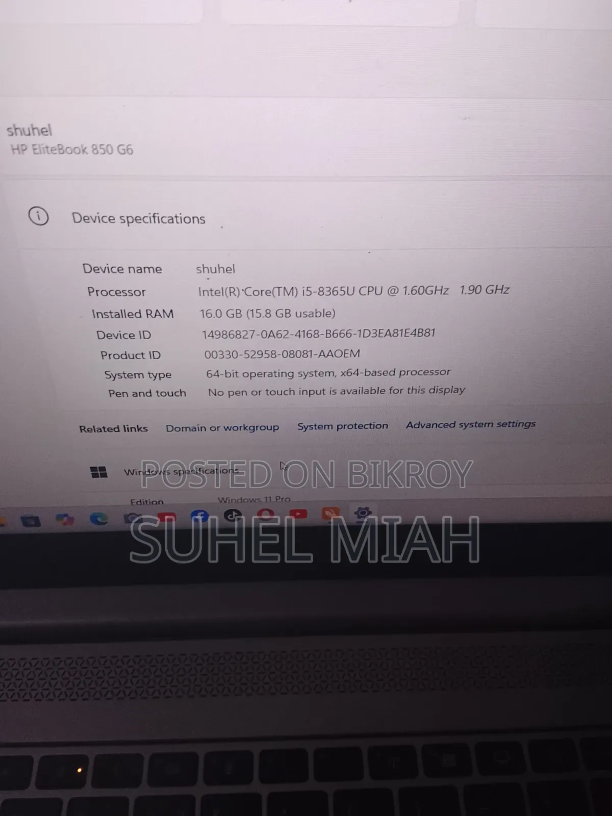 ল্যাপটপ এইচপি এলিটবুক ৮৪০ জি৬ ১৬জিবি ইন্টেল কোর আই৫ এসএসডি ৫০০জিবি