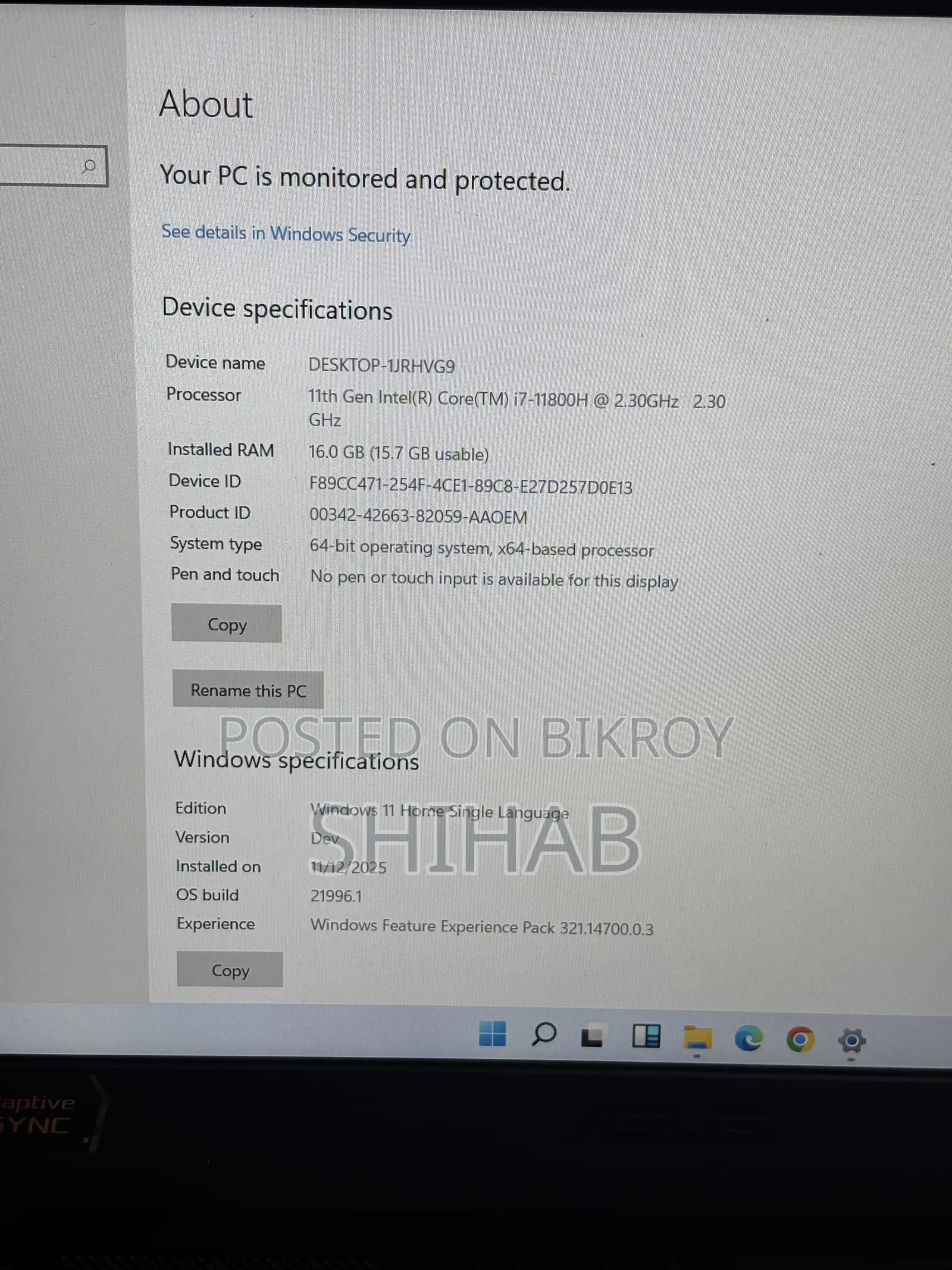 Laptop Asus TUF Gaming A15 16GB Intel Core I7 SSD 500GB