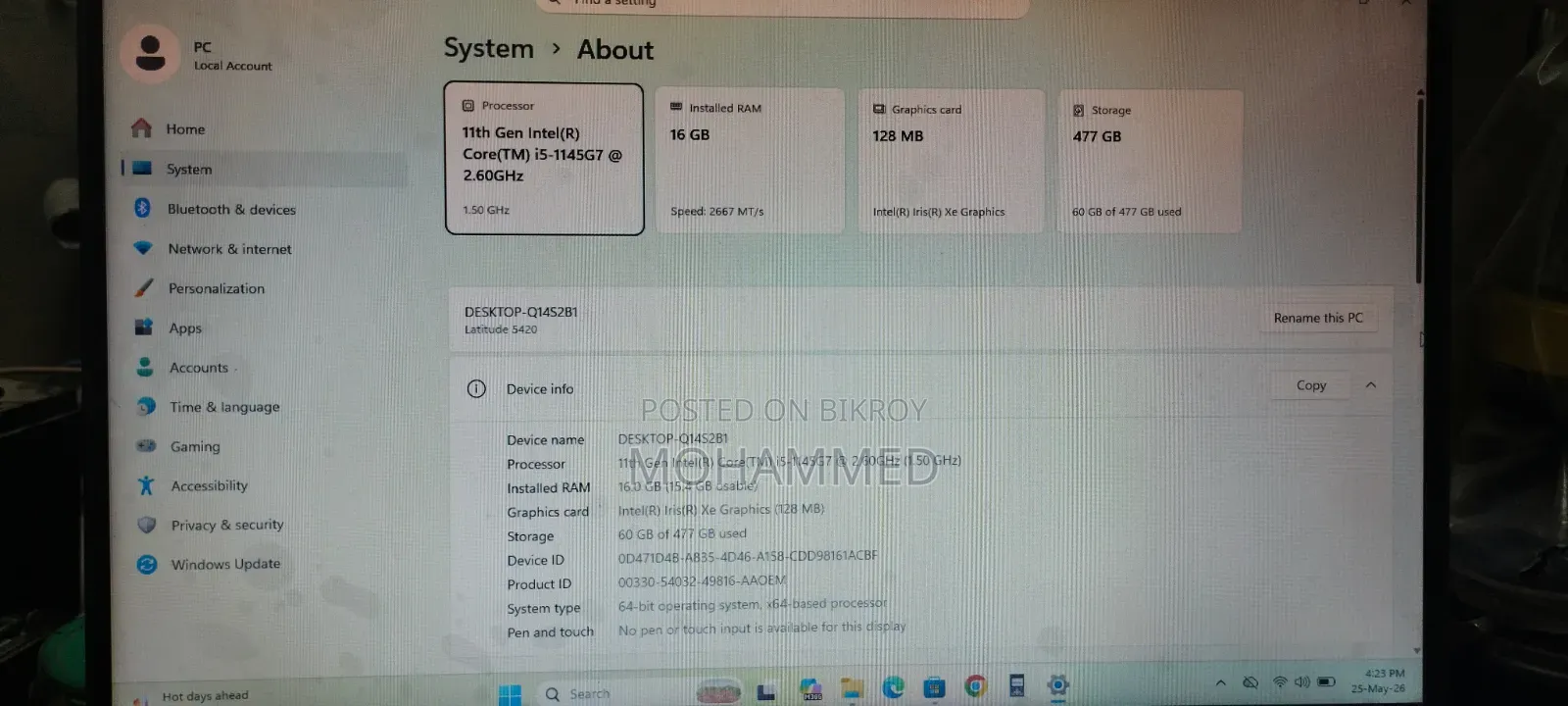 Laptop Dell Latitude 5420 16GB Intel Core 5 SSD 512GB