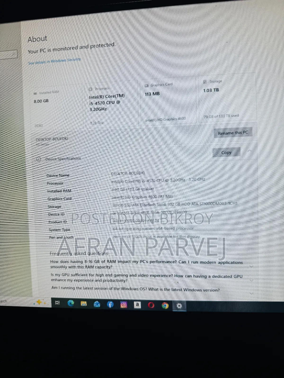 New Desktop Computer 8GB Intel Core I5 HDD+SSD 1T