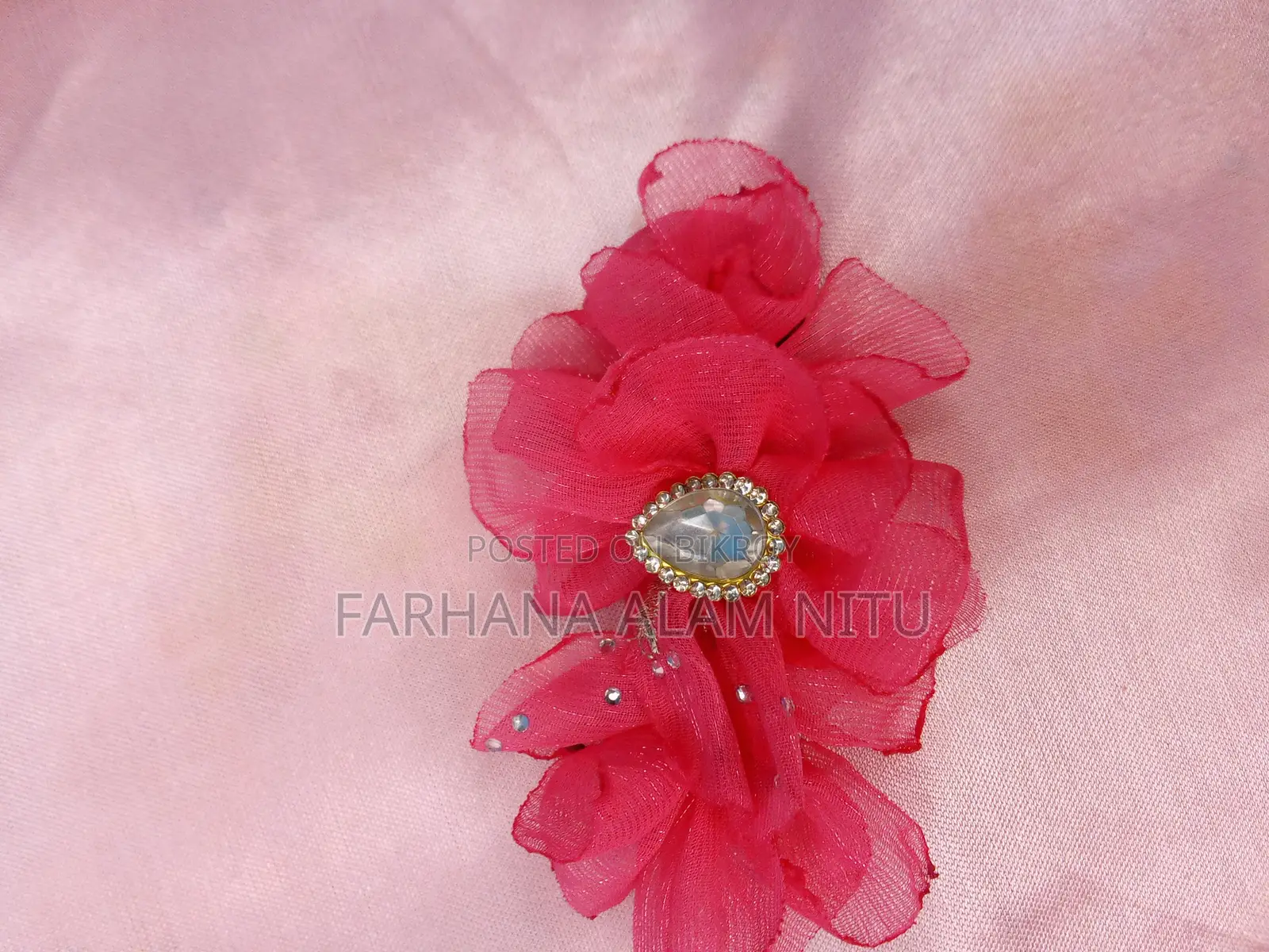 Handmade Net Hair Clip with Stones - 120 Taka